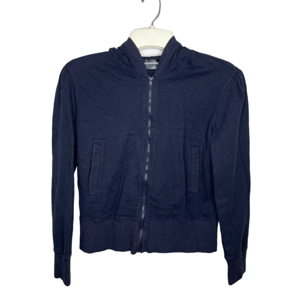 Norma Kamali Zip Hoody Jacket Navy